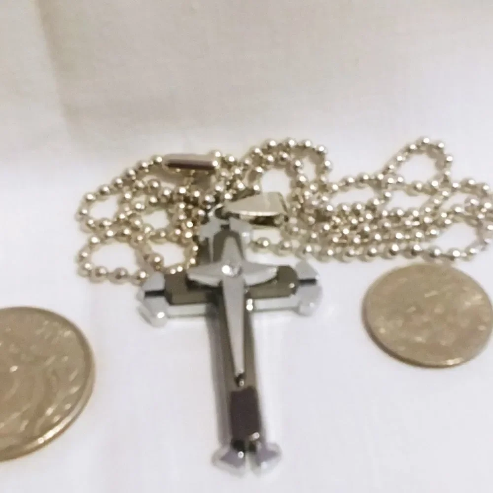 Black Cross Pendant Ball Chain